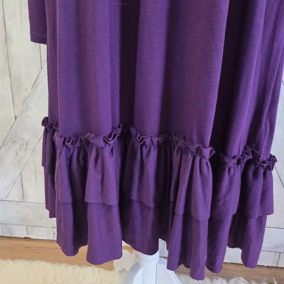 Zenana Outfitters Purple Long-Sleeve Ruffle-Hem Dress - Picture 4 of 6
